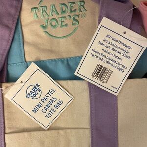 Trader Joe’s Canvas Tote Bag Set - Blue, Green, Purple